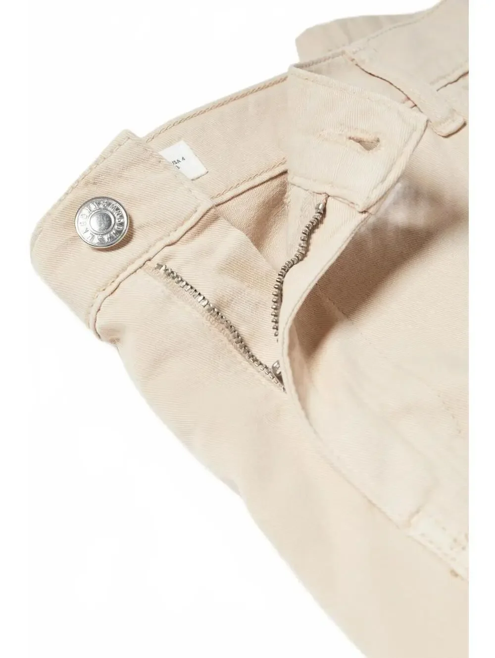 Mango Boyfriend Pocket Cargo Jeans Pants NWT Ecru Beige Size 2 US / 34 EUR